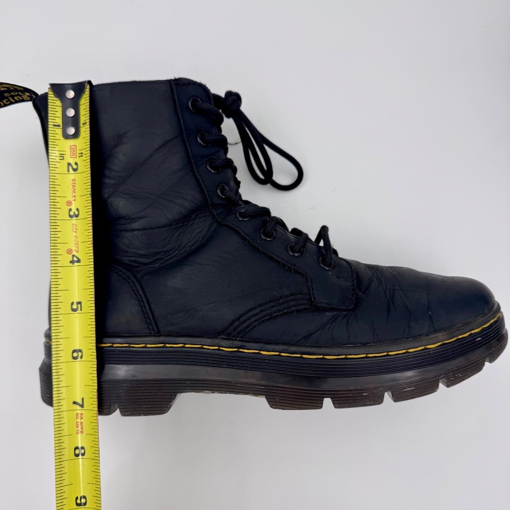 Dr. Martens Combs Black Wyoming Leather Combat Boots - Size 9 Women's/8 Men's - Picture 14 of 14